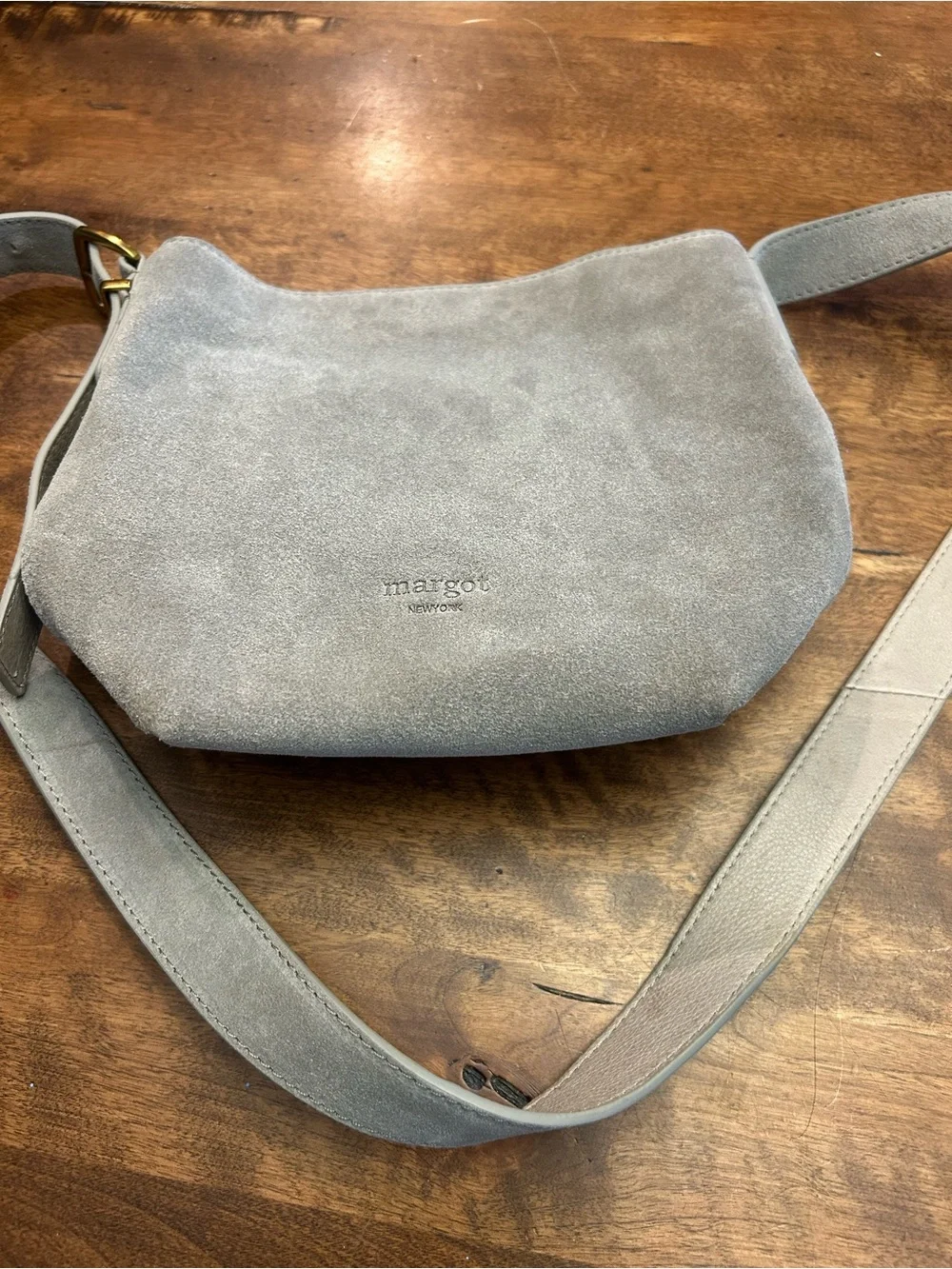 Gray Suede Crossbody Shoulder Bag - Women